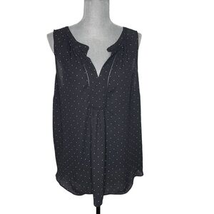LOFT Plus Mix Media Black Sleeveless Blouse with White Dots, Polka Dots Sz 18